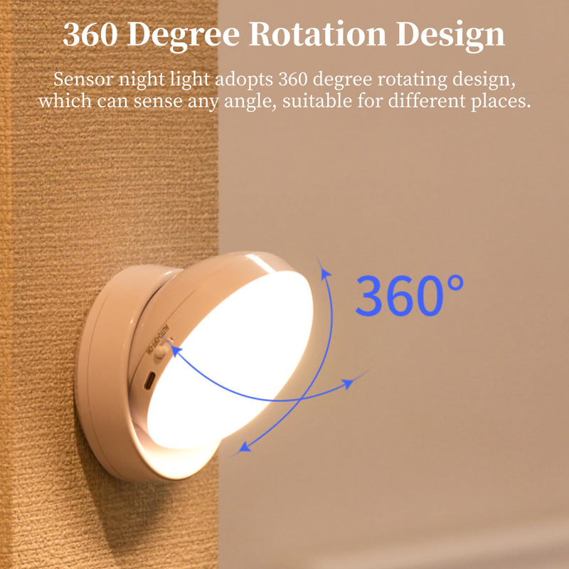 Portable 360-Degree Rotating Motion Sensor Light with Energy-Efficient LED Bulbs, Easy to Install Without Wires, Perfect for Bedrooms, Bathrooms, Kitchens, Closets, or Garage, Automatically Lights Up When Motion is Detected, Enhancing Safety and Comfort