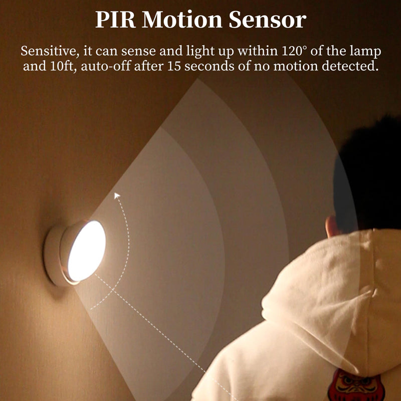 Portable 360-Degree Rotating Motion Sensor Light with Energy-Efficient LED Bulbs, Easy to Install Without Wires, Perfect for Bedrooms, Bathrooms, Kitchens, Closets, or Garage, Automatically Lights Up When Motion is Detected, Enhancing Safety and Comfort