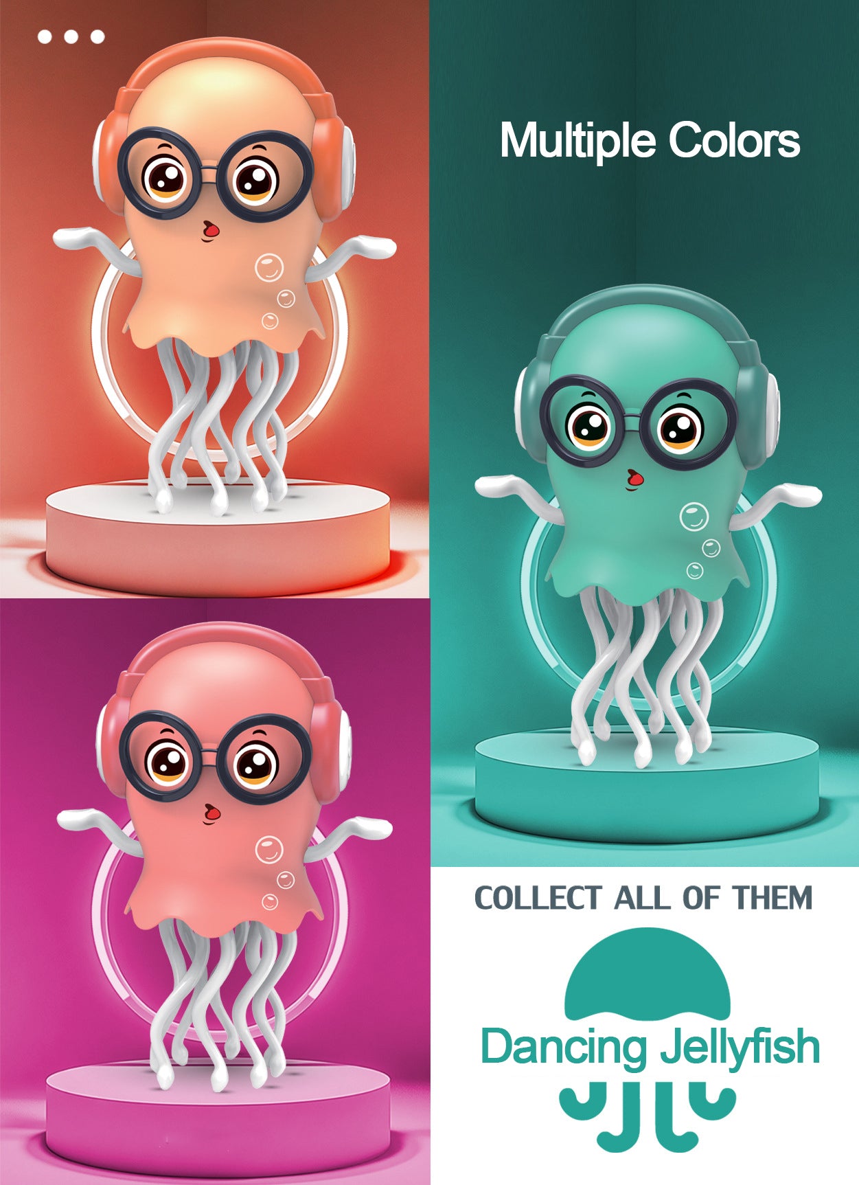 Dancing Jellyfish Electric Kids Toy with LED Lights, Music, Smart Obstacle Avoidance, USB Rechargeable, Eco-Friendly ABS Material, Safe and Fun Interactive Play for Children