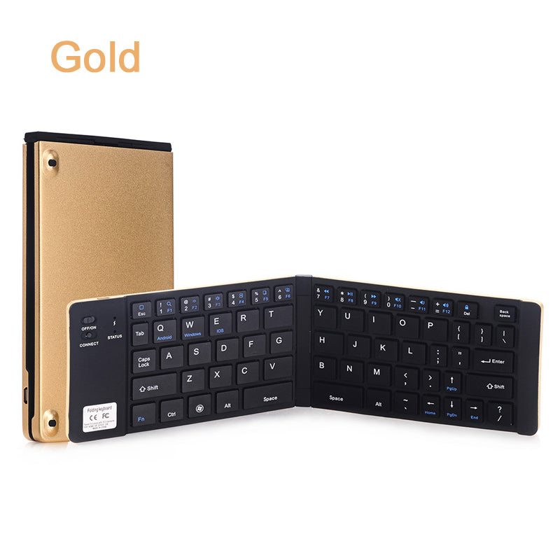 Portable foldable Bluetooth keyboard with rechargeable battery and multi-device compatibility