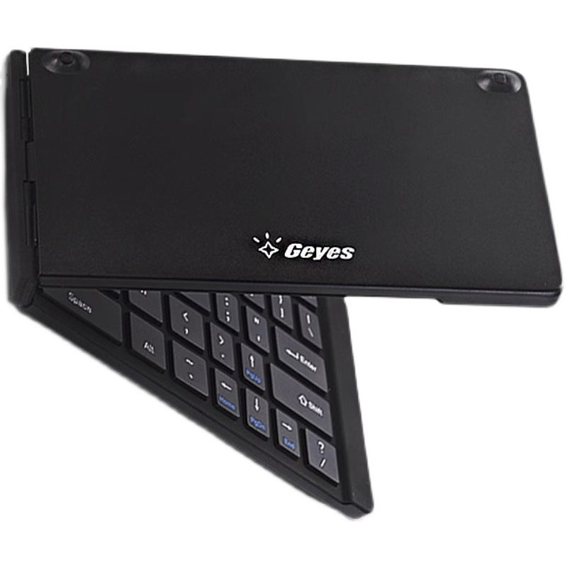 Tri-fold Bluetooth keyboard with ergonomic layout for on-the-go typing across devices