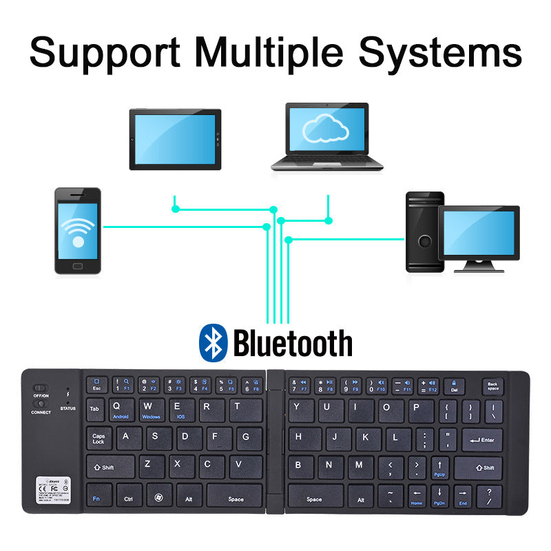 Ultra-compact foldable Bluetooth keyboard with wide compatibility for mobile devices