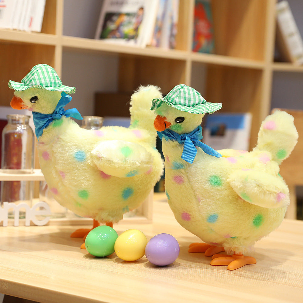 Funny electric egg‑laying chicken plush toy, soft cuddly toy that sings, dances and lays 3 colored eggs