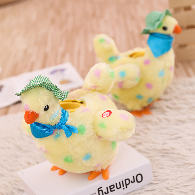 Funny electric egg‑laying chicken plush toy, soft cuddly toy that sings, dances and lays 3 colored eggs
