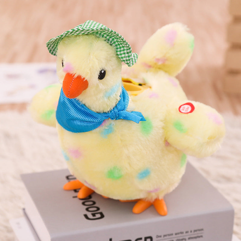 Funny electric egg‑laying chicken plush toy, soft cuddly toy that sings, dances and lays 3 colored eggs