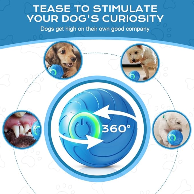 Chew-Resistant Smart Pet Ball – USB Rechargeable, LED Glowing, Self-Playing Toy for Cats & Dogs