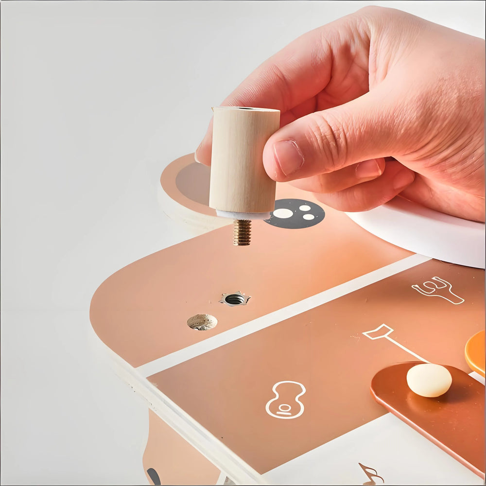 Soft drum surface and bear design on 6-in-1 music set