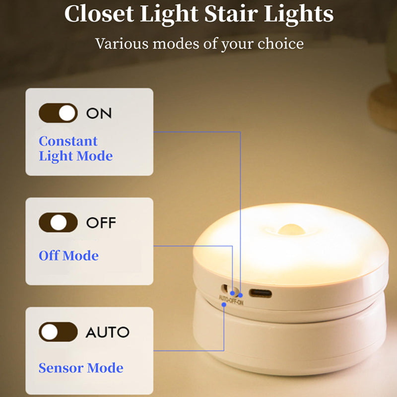 Portable 360-Degree Rotating Motion Sensor Light with Energy-Efficient LED Bulbs, Easy to Install Without Wires, Perfect for Bedrooms, Bathrooms, Kitchens, Closets, or Garage, Automatically Lights Up When Motion is Detected, Enhancing Safety and Comfort