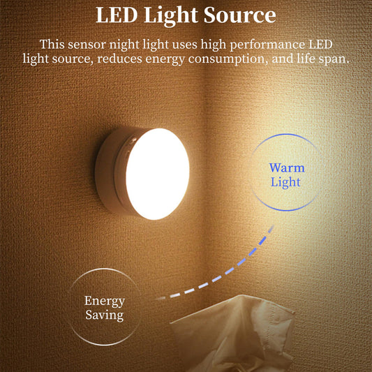 360° Rotating Motion Sensor LED Light, Battery-Powered and Wireless, Ideal for Hallways, Closets, Stairs, Cabinets, and Other Dark Spaces, Automatically Turns On with Motion Detection for Home Safety and Convenience