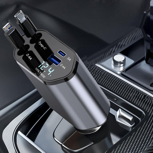 4-in-1 Retractable 120W Fast Car Charger