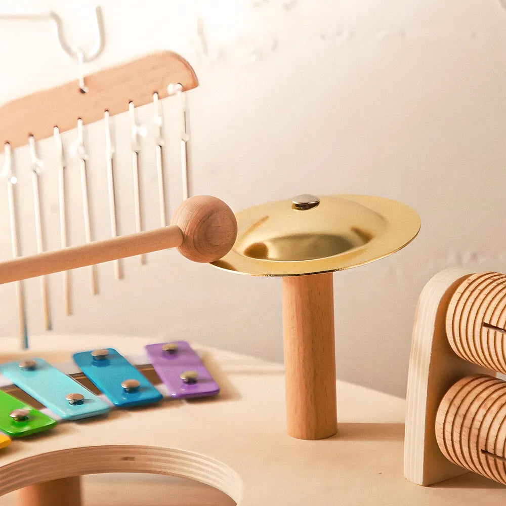 Close-up of natural wood percussion instruments with smooth rounded edges