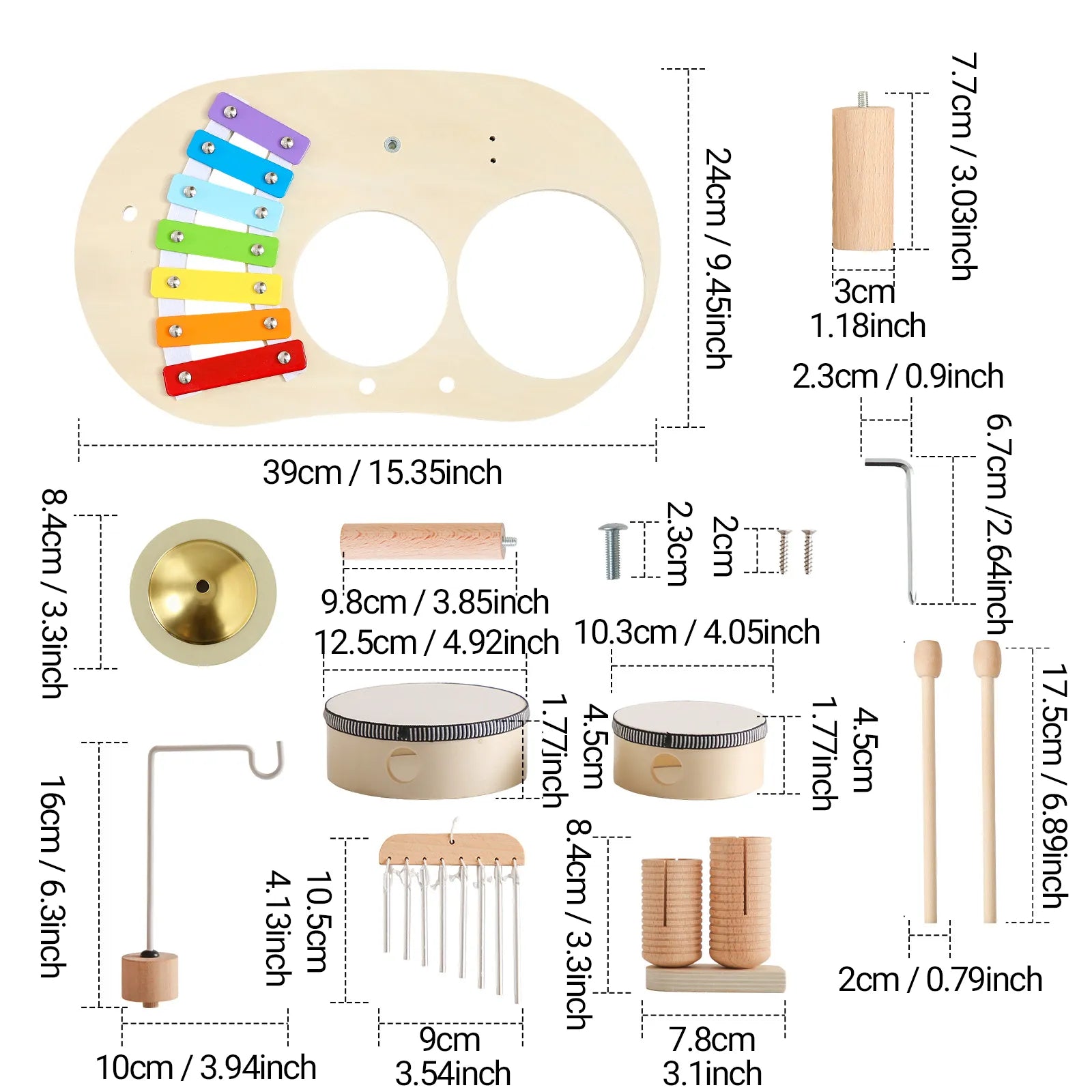 Child engaged in independent musical play using wooden percussion instruments