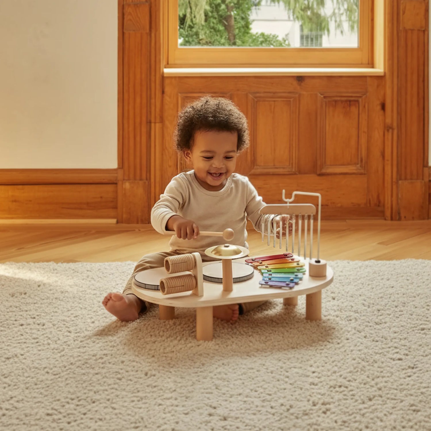 Montessori music set designed to encourage self-directed play and exploration