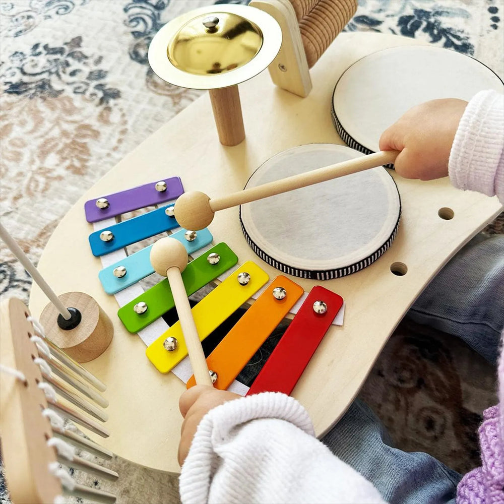 Non-toxic painted wooden xylophone keys designed for toddler safety