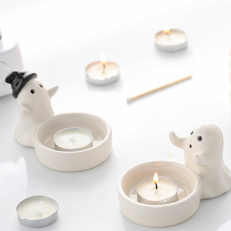 Ceramic Ghost Couple Candle Holder