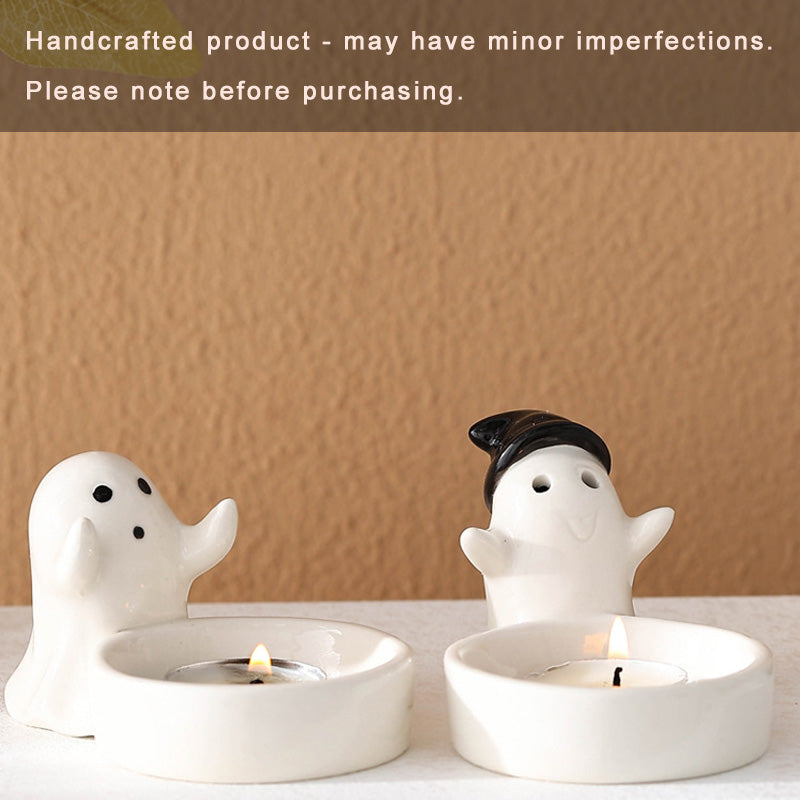 Ceramic Ghost Couple Candle Holder