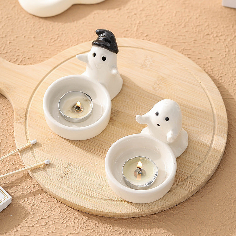 Ceramic Ghost Couple Candle Holder