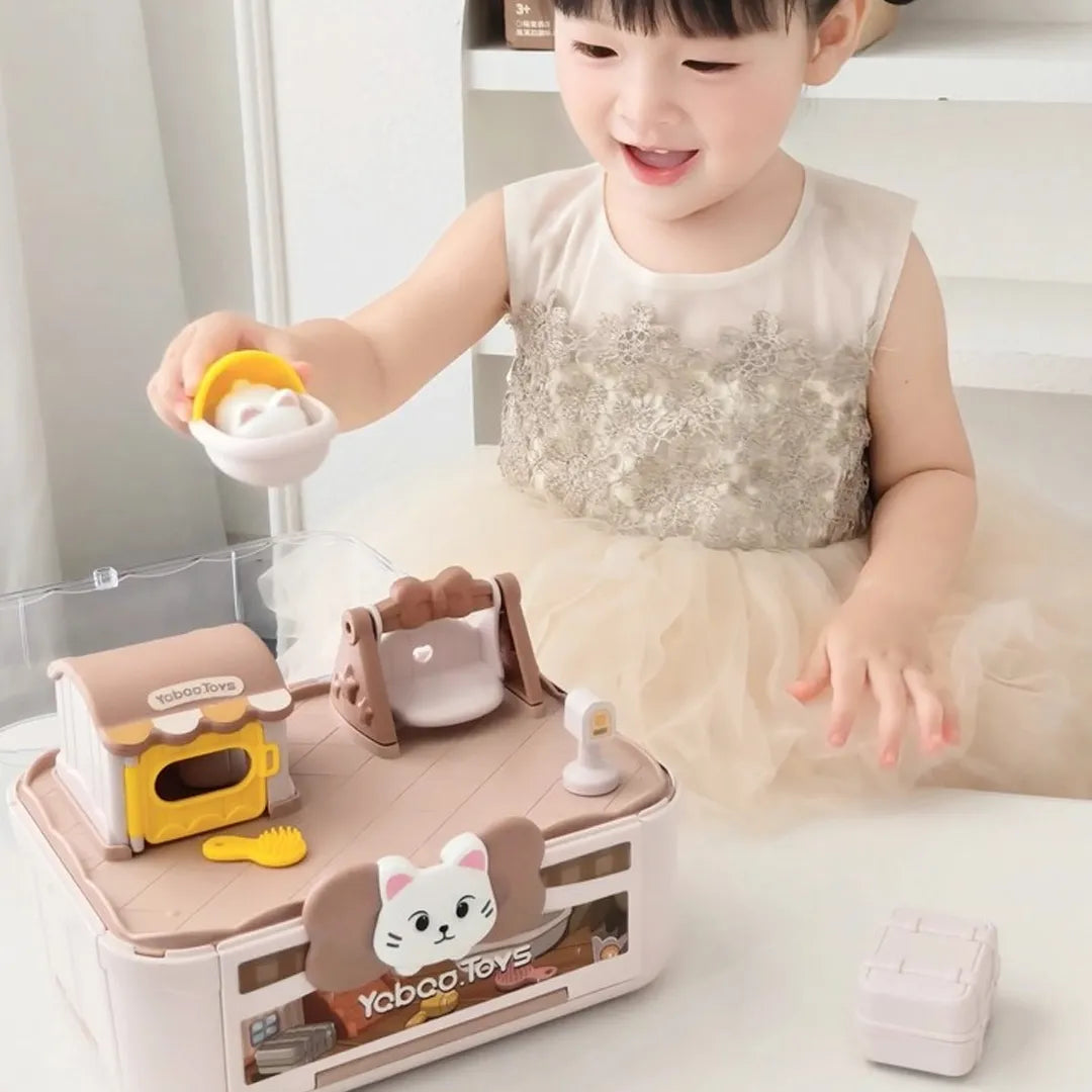 colorful retail box of interactive magnetic cat toy suitable for preschool children and family gifting