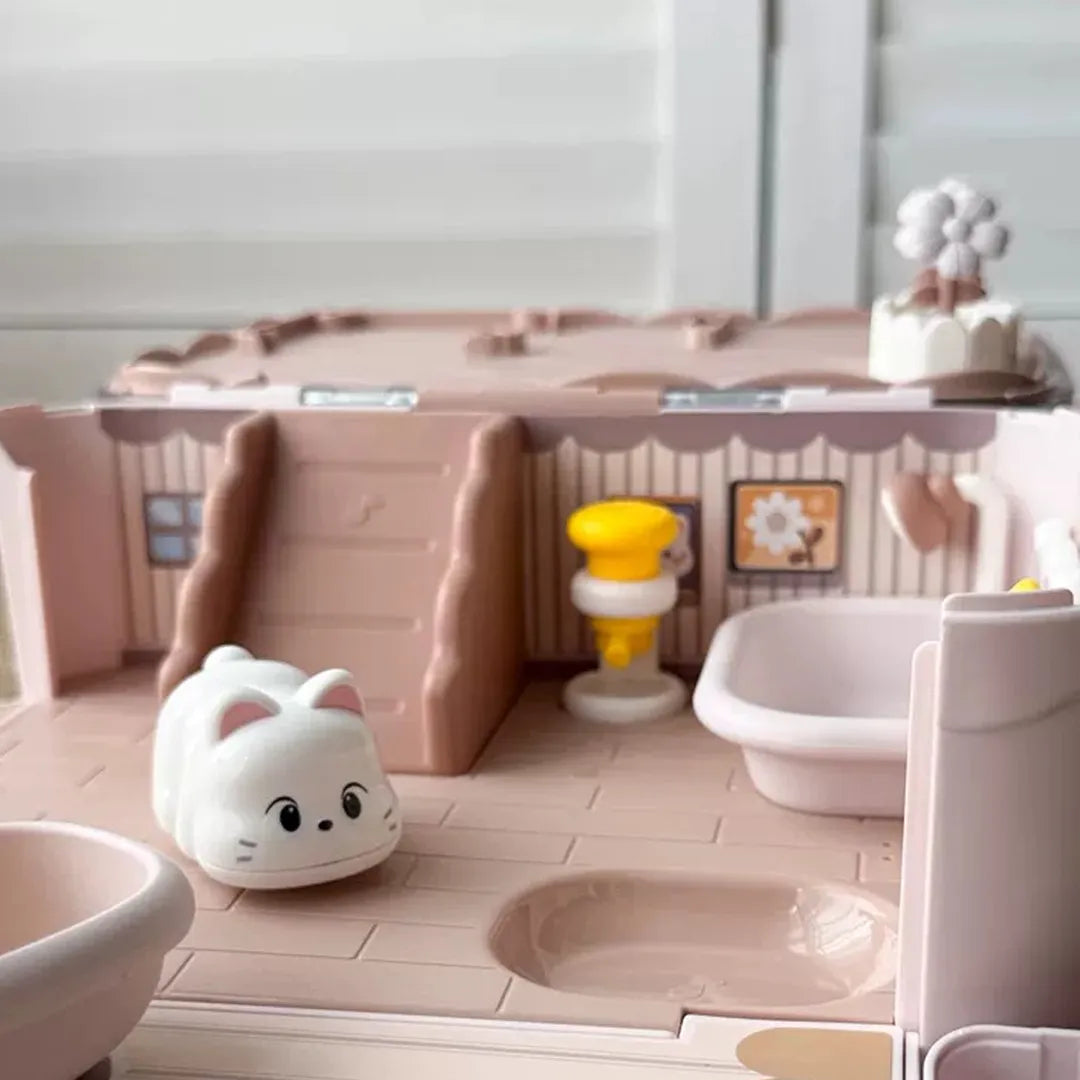 Children's playpen with toys and furniture in a room setting