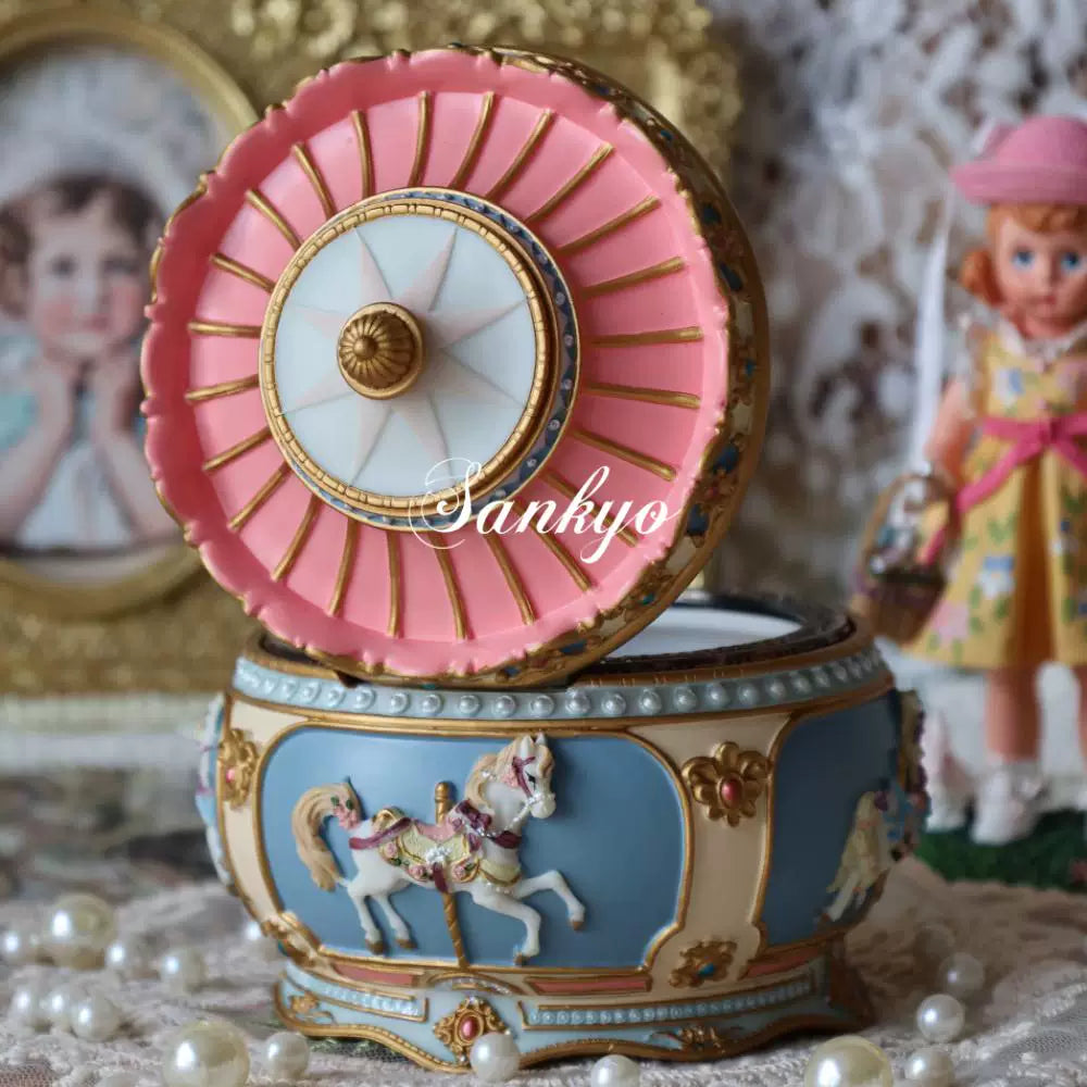 Elegant Resin Unicorn Carousel Music Box