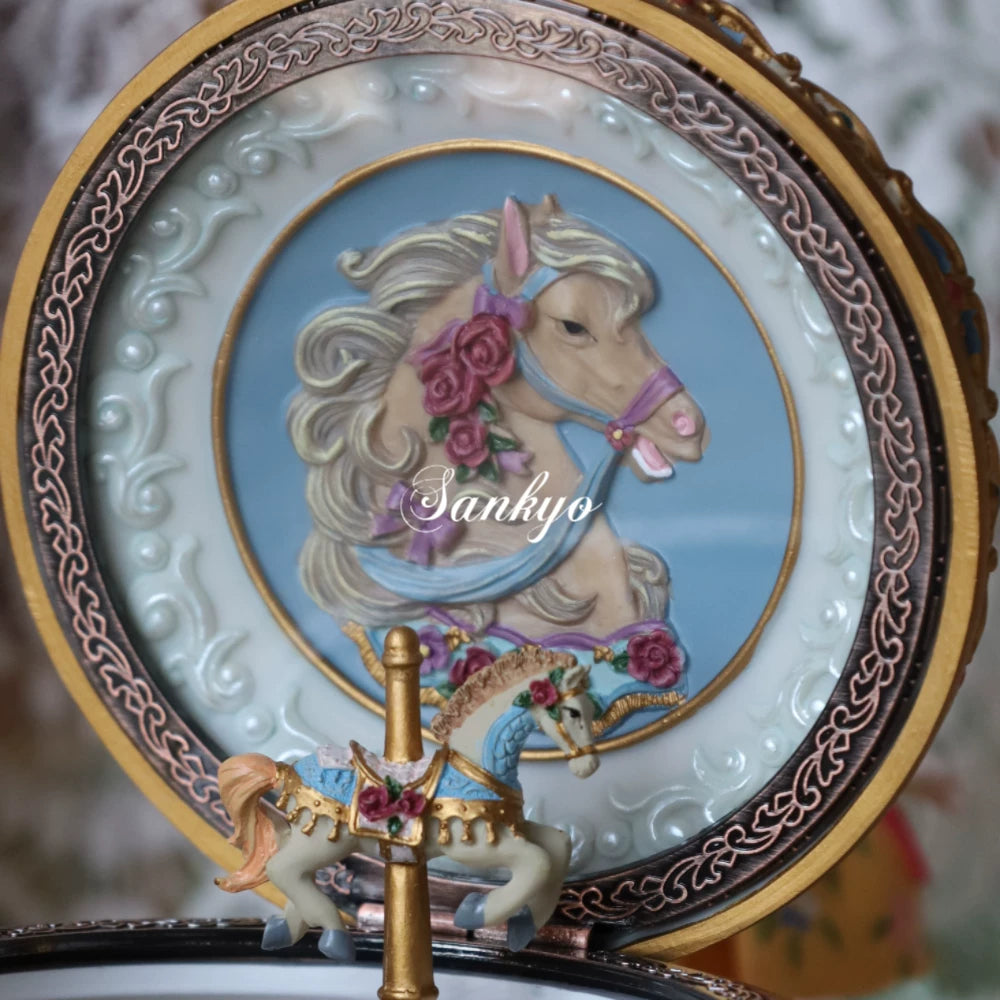 Elegant Resin Unicorn Carousel Music Box