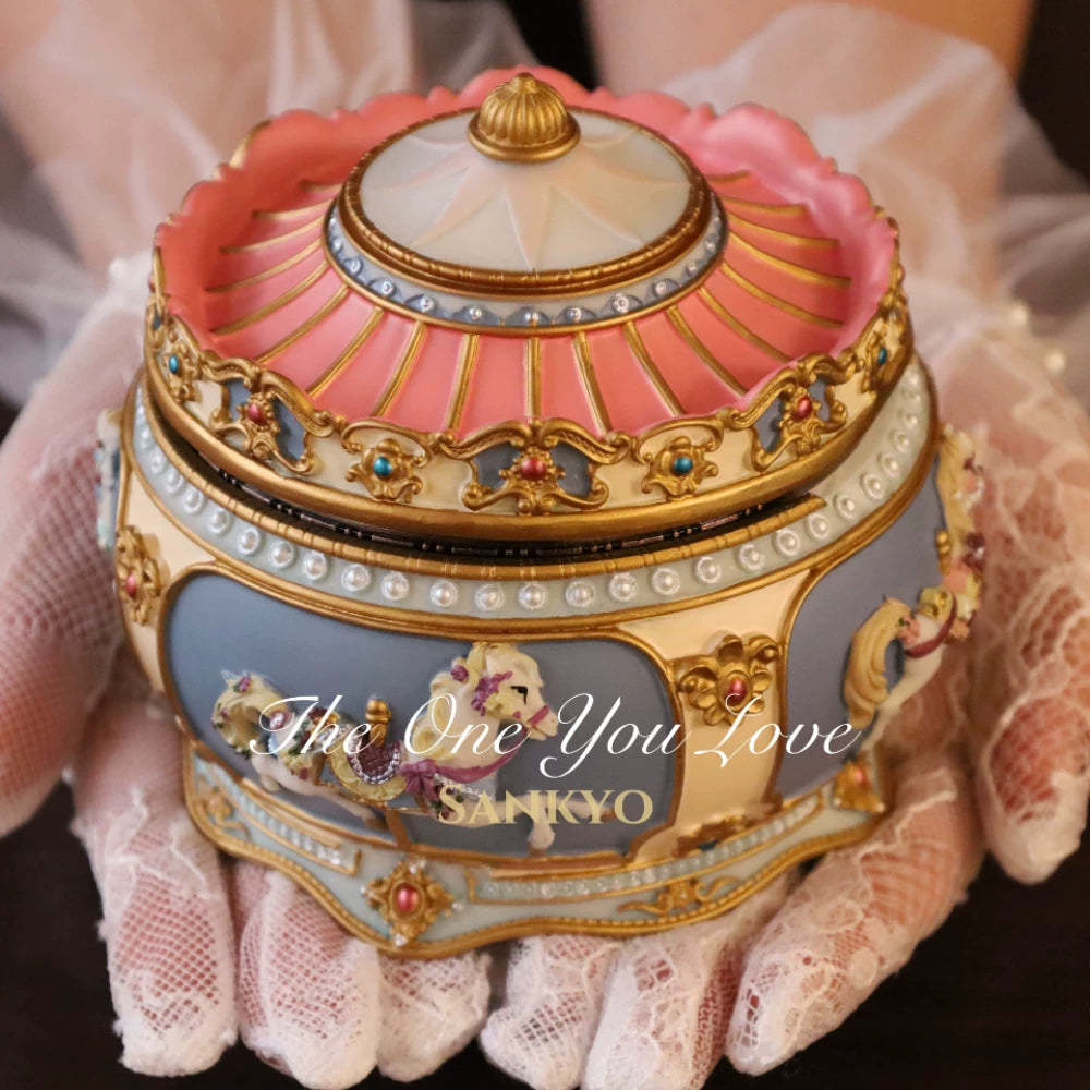 Elegant Resin Unicorn Carousel Music Box