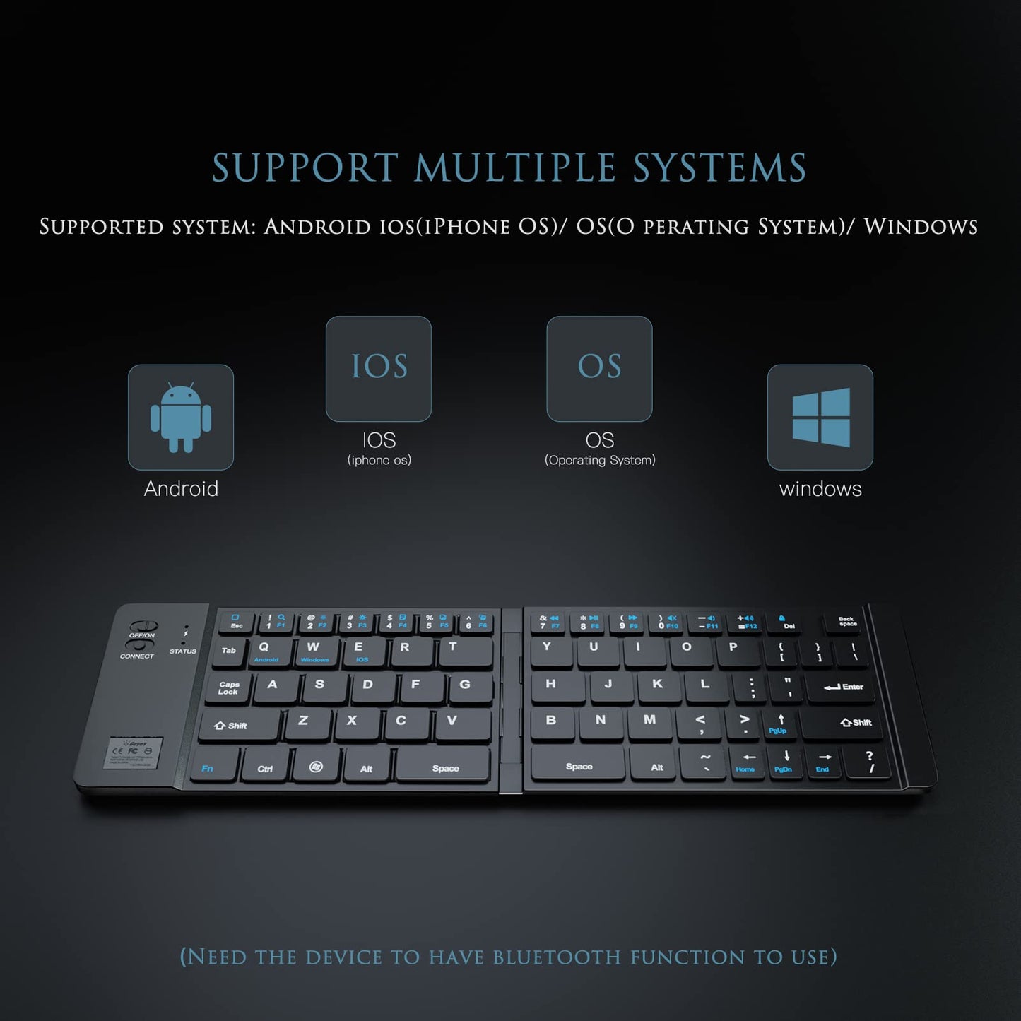 Lightweight folding Bluetooth keyboard for phones, tablets, laptops – wireless and travel-ready