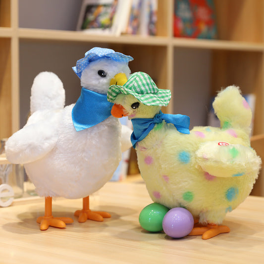 Funny electric egg‑laying chicken plush toy, soft cuddly toy that sings, dances and lays 3 colored eggs