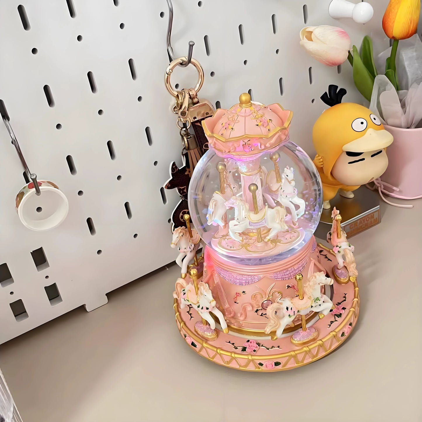 Perfect gift packaging for Glow Carousel Musical Snow Globe