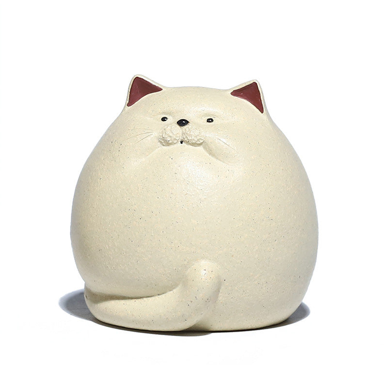 Handcrafted Purple Clay Chubby Cat