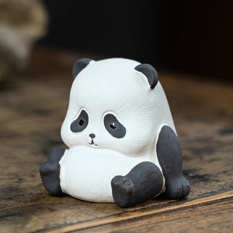 Handcrafted Purple Clay Chubby Panda