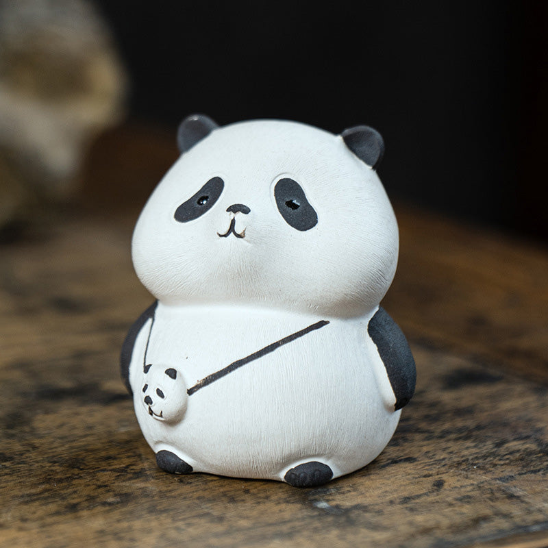 Handcrafted Purple Clay Chubby Panda