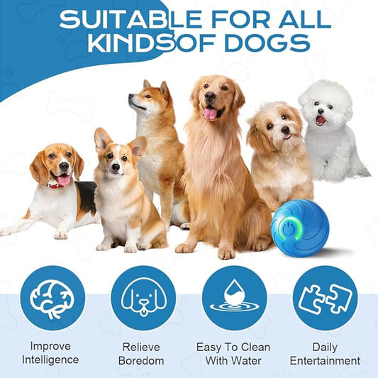 Chew-Resistant Smart Pet Ball – USB Rechargeable, LED Glowing, Self-Playing Toy for Cats & Dogs