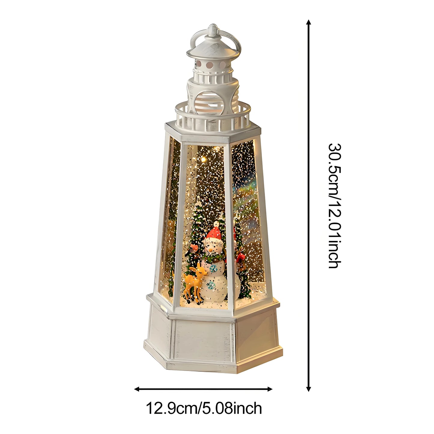 Detail of the decorative ring loop on top of the lighthouse lantern, adding to the retro aesthetic and ease of handling.