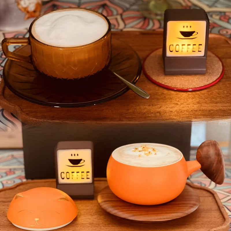 Small decorative coffee bar sign made of natural wood with stylish lettering, ideal for enhancing the ambiance of kitchens, home cafés, coffee corners, and cozy living spaces