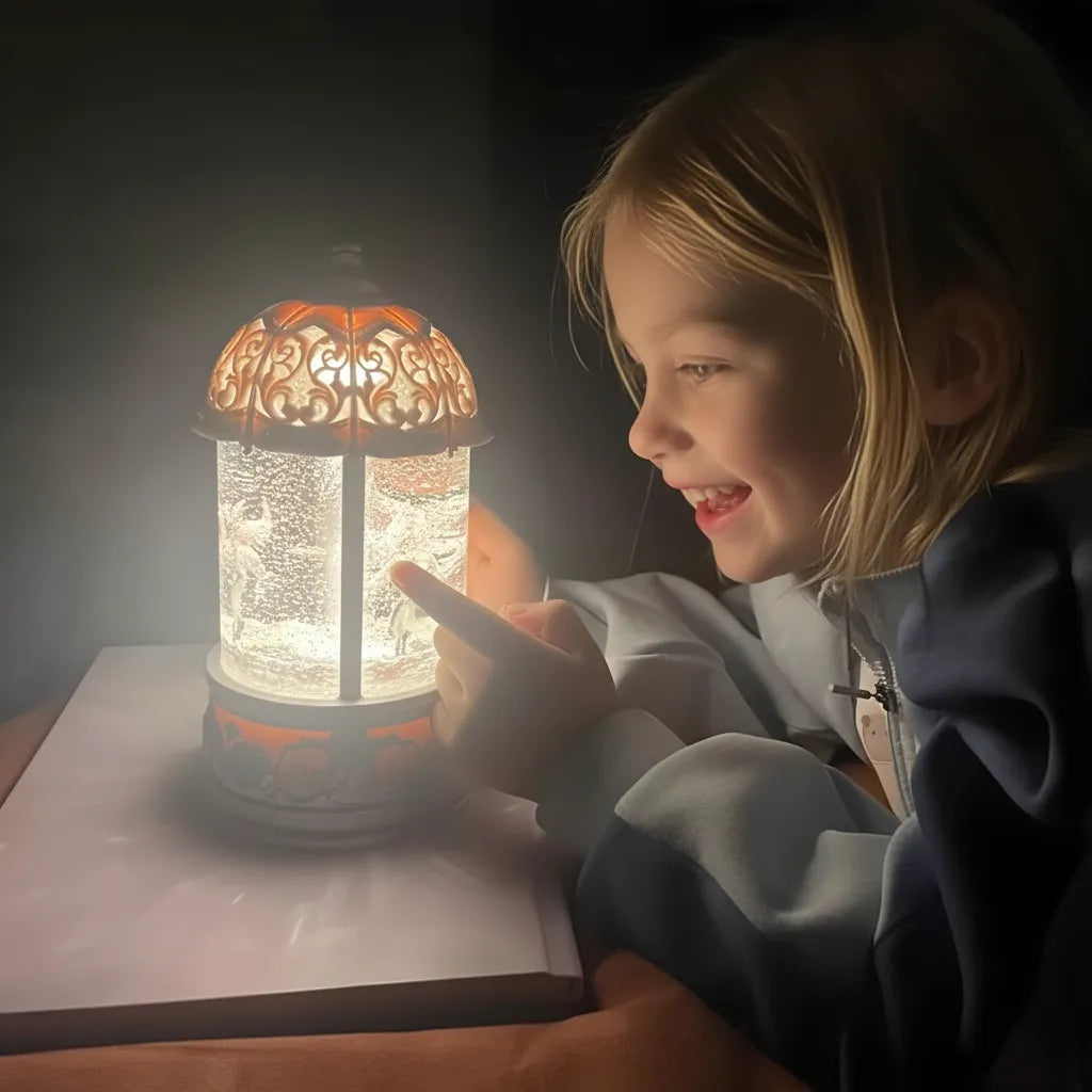 Winter holiday decoration pink music snow globe for family living room