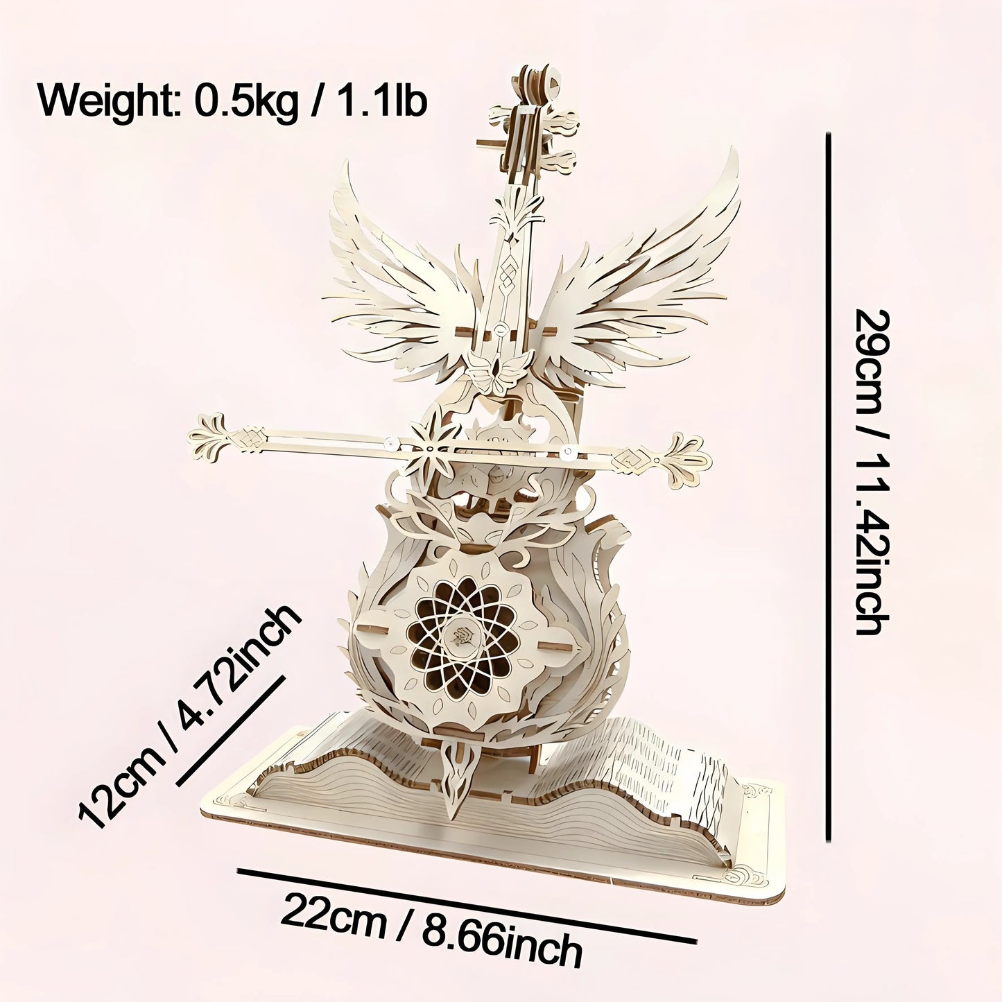 Premium wooden DIY cello kit with built-in Bluetooth speaker and ambient lighting, ideal for gifting or personal projects.