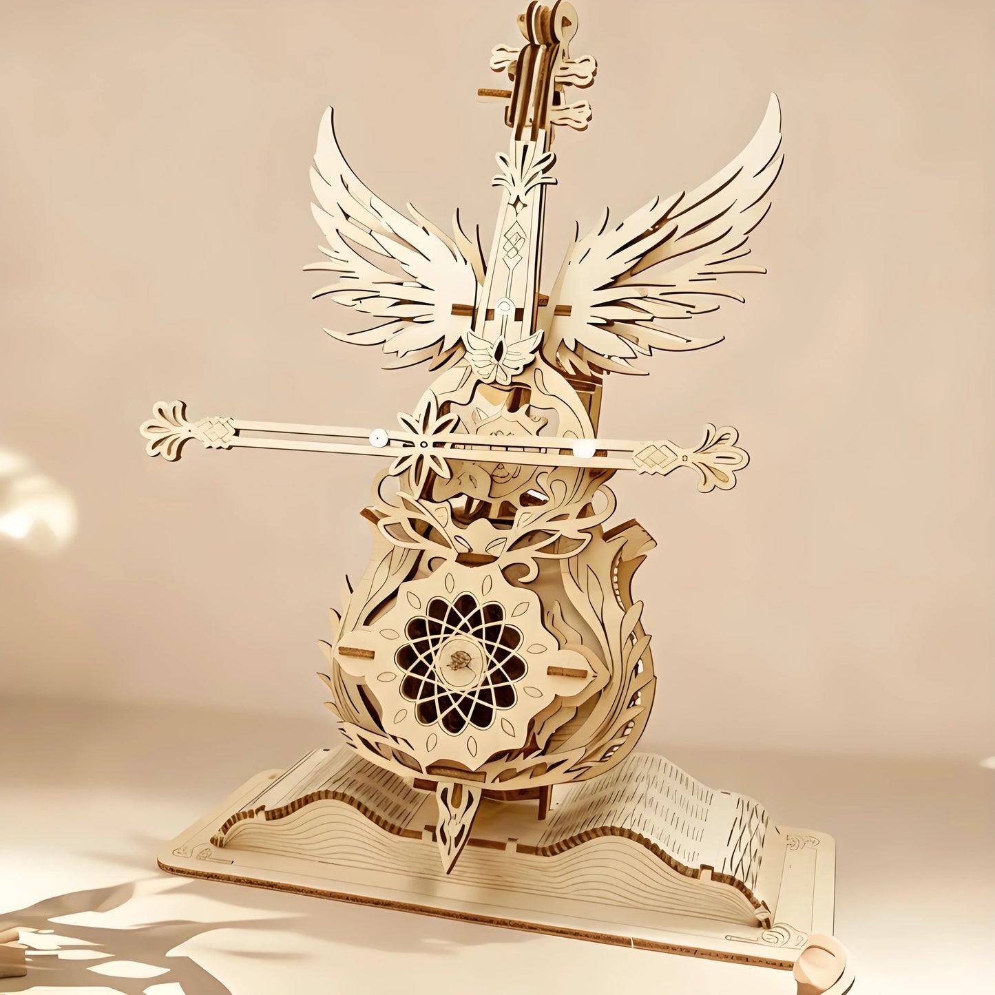 Premium wooden DIY cello kit with built-in Bluetooth speaker and ambient lighting, ideal for gifting or personal projects.