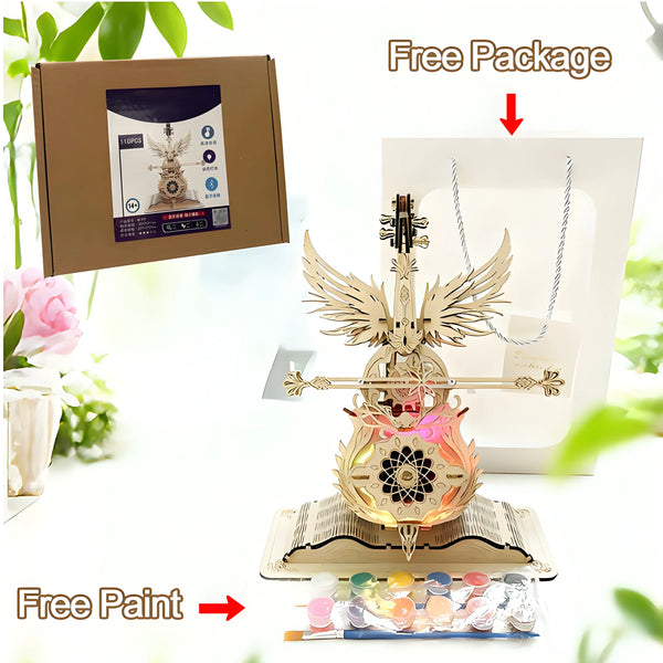 Premium wooden DIY cello kit with built-in Bluetooth speaker and ambient lighting, ideal for gifting or personal projects.