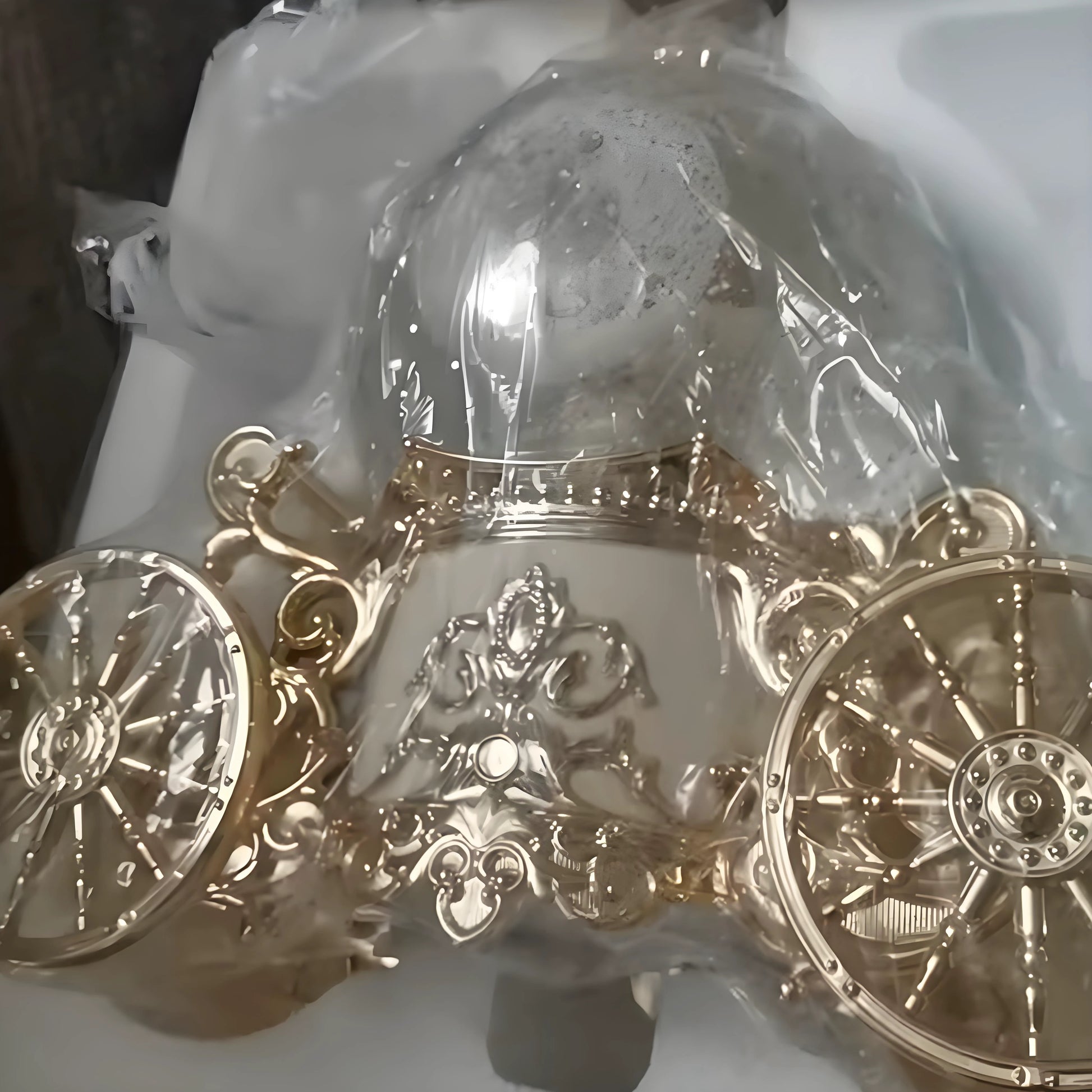 Pumpkin carriage snow globe home décor accent for shelf mantel or tabletop display