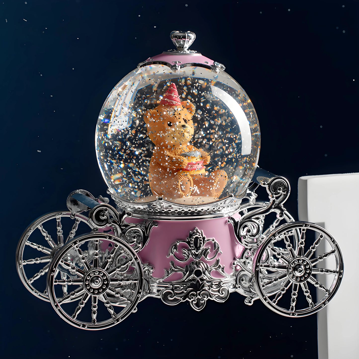 Fairytale musical snow globe pumpkin carriage, collectible decorative piece for gift and home décor