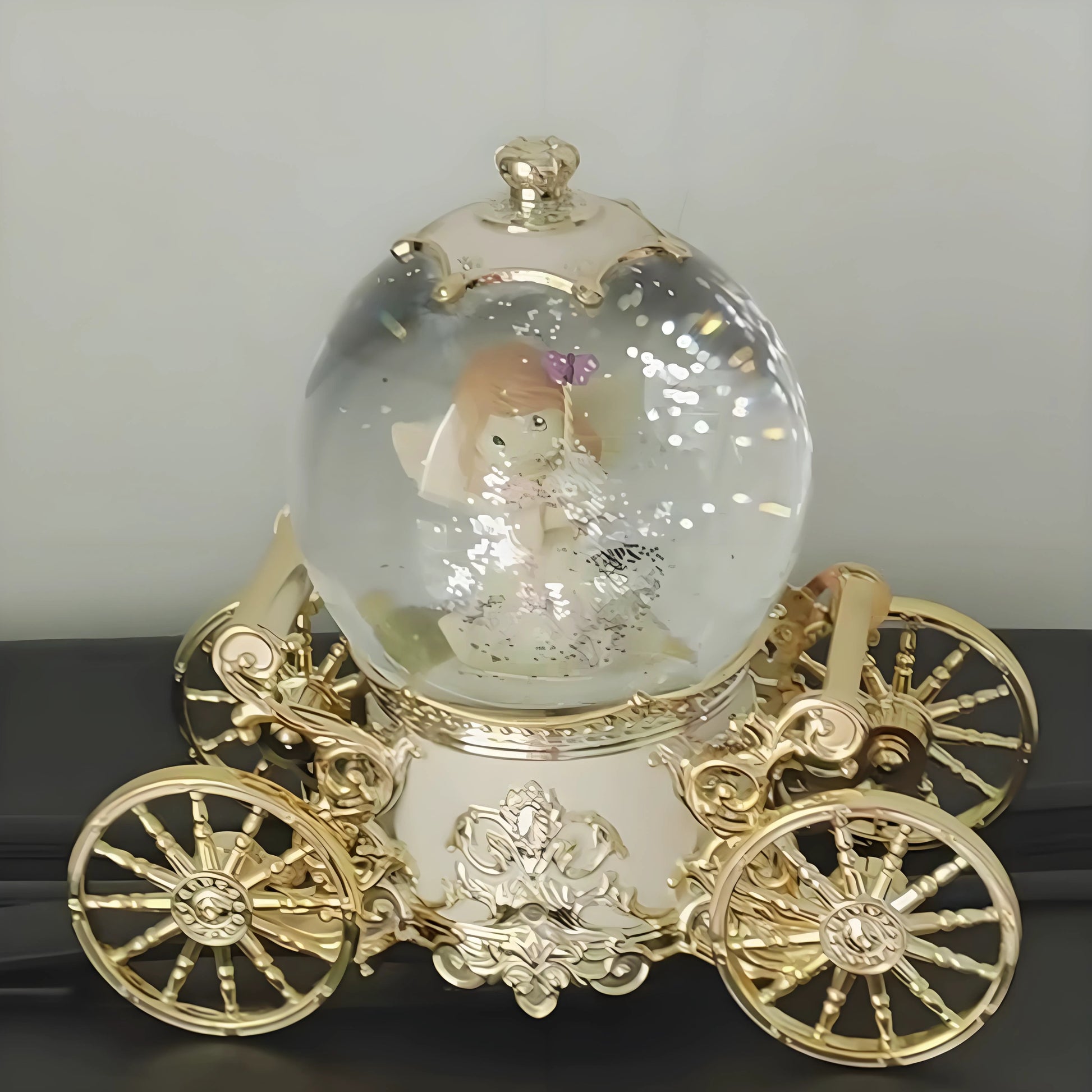 Pumpkin carriage musical snow globe with resin and PE materials for durable daily display