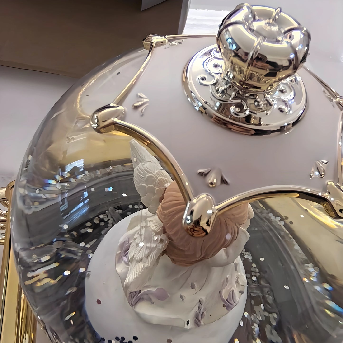 Musical snow globe pumpkin carriage for nursery décor, bedtime keepsake and gift