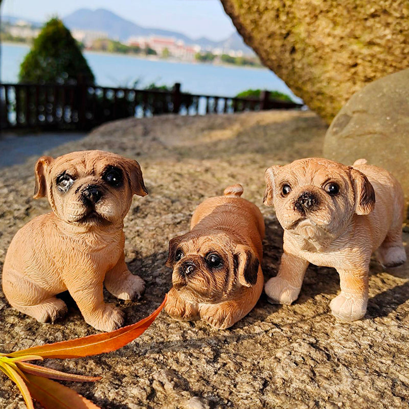 3 Resin Pug Puppies