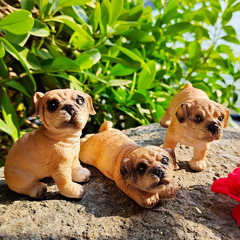 3 Resin Pug Puppies