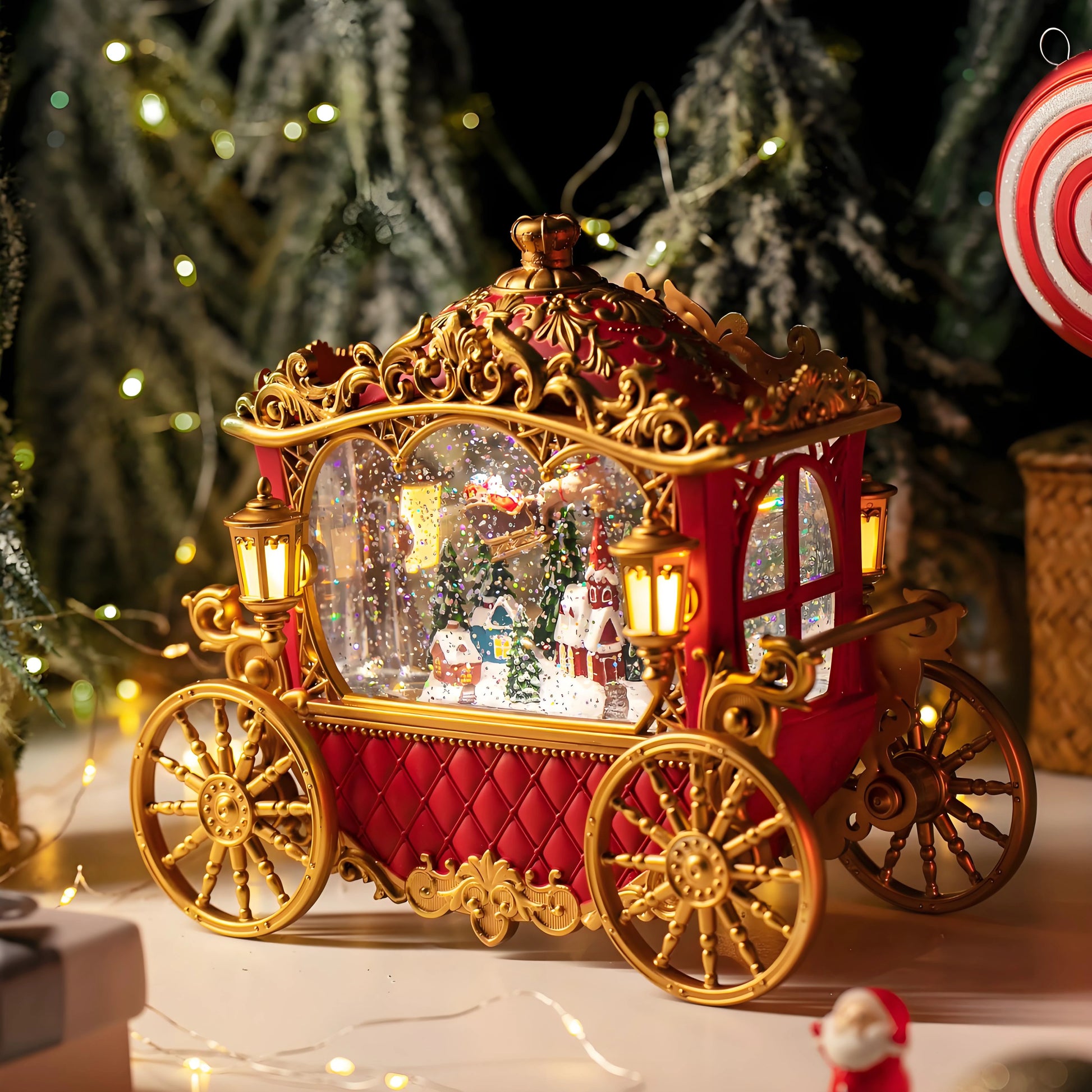 Beautifully packaged Christmas carriage music box gift display