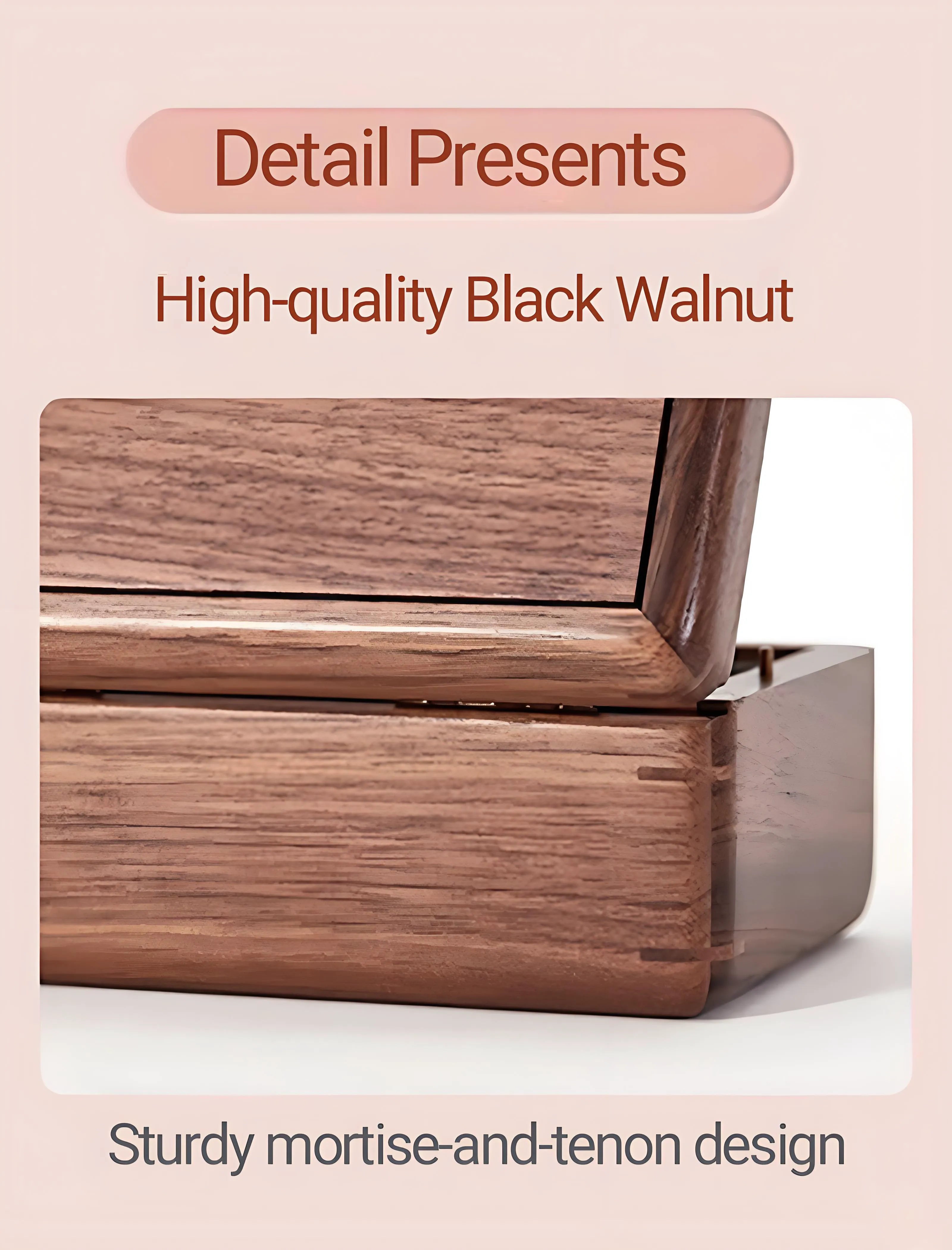 Handcrafted walnut wooden music box jewelry box with photo and text customization, ideal gift for birthdays, weddings, or anniversaries