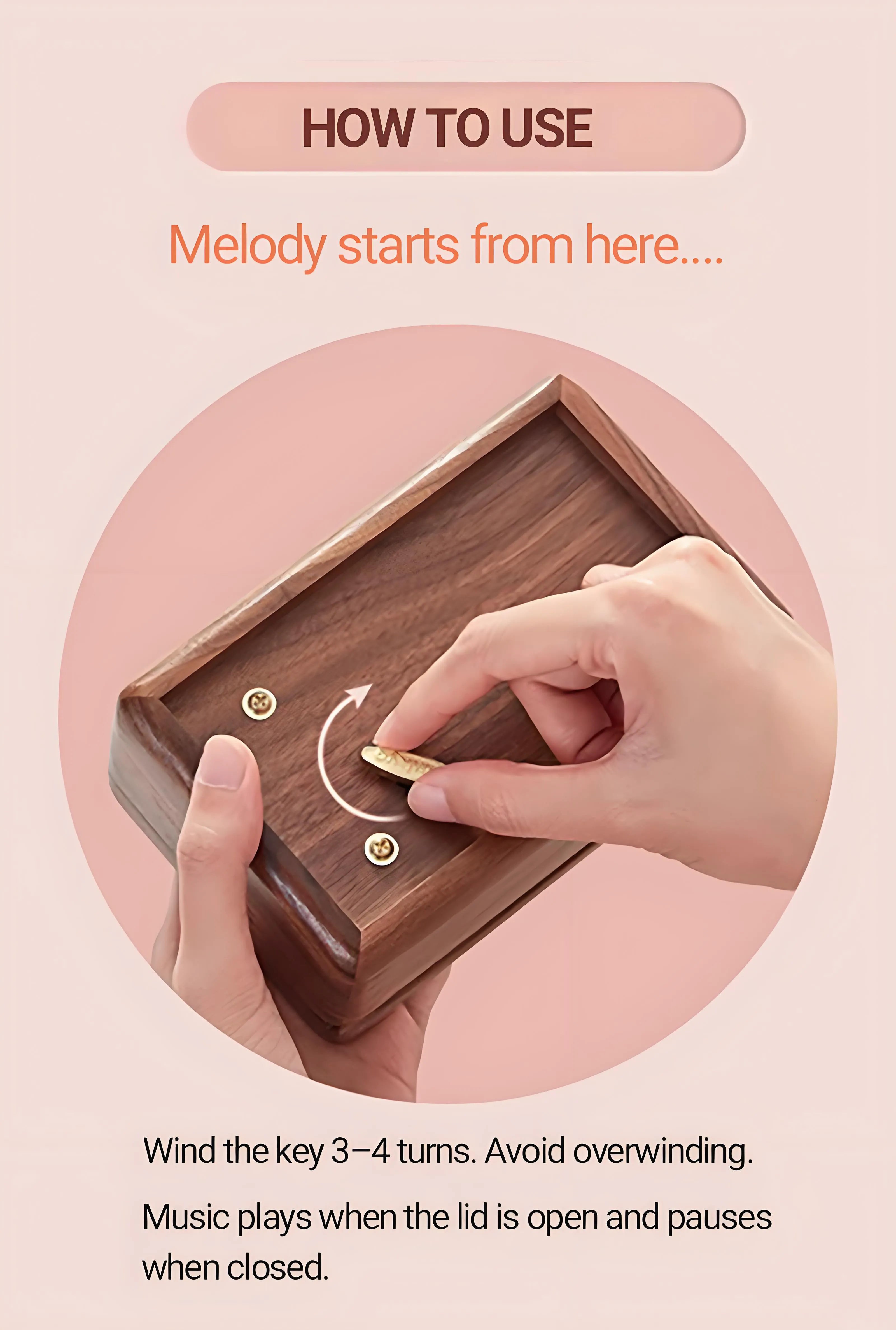 Handcrafted walnut wooden music box jewelry box with photo and text customization, ideal gift for birthdays, weddings, or anniversaries