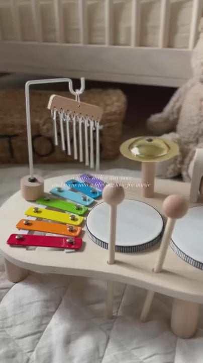 Durable wooden music toy with smooth finish and stable base